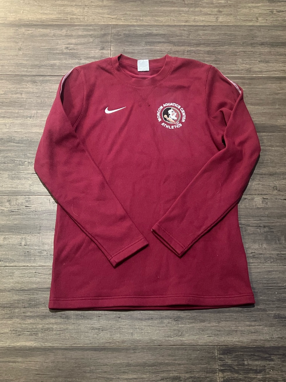 Mens NEW no tags FSU Morton Aquatics logo garnet Nike LS shirt pullover Sz S